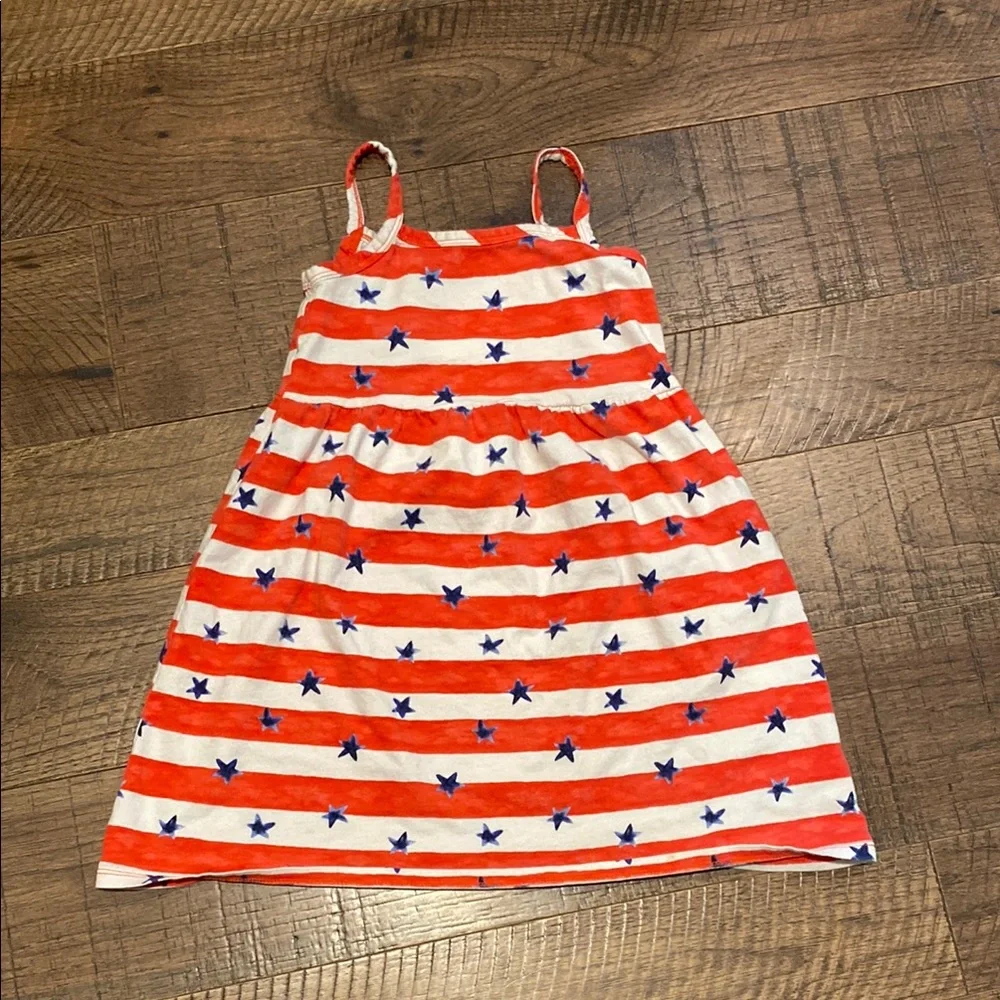 Old Navy Red and White Striped Dress with Blue Stars